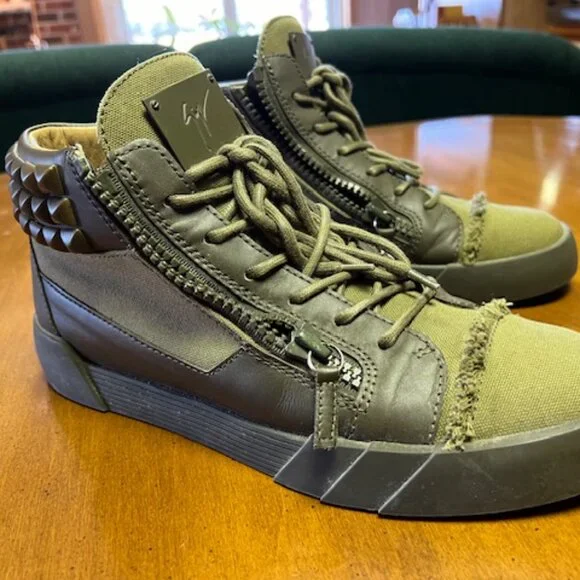 Giuseppe Zanotti Mens Studded Army Green Midtop - Picture 3 of 11